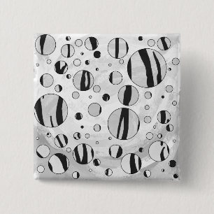 Polka Dot Tiger Black and White Print 2 Inch Square Button