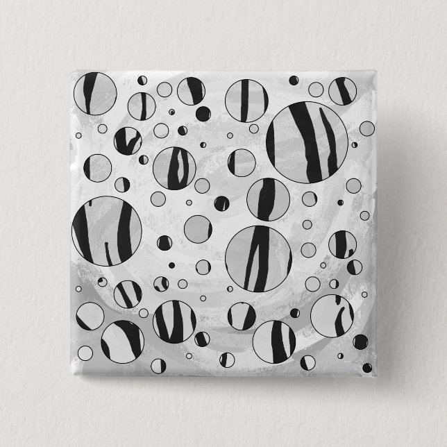 Polka Dot Tiger Black and White Print 2 Inch Square Button (Front)