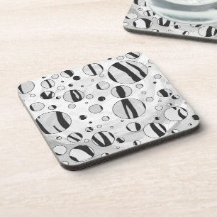 Polka Dot Tiger Black and White Print Coaster