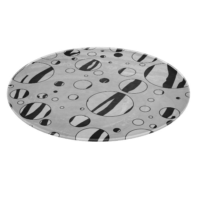 Polka Dot Tiger Black and White Print Cutting Board (Corner)