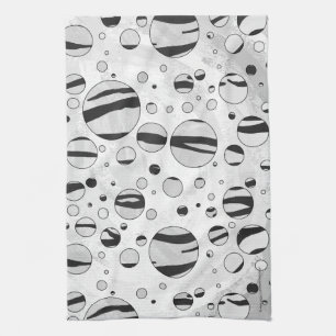 Polka Dot Tiger Black and White Print Kitchen Towel