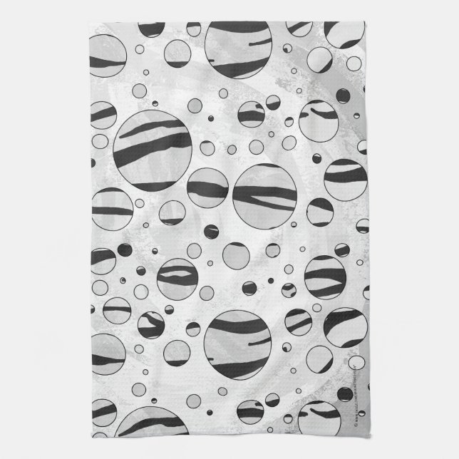 Polka Dot Tiger Black and White Print Kitchen Towel (Vertical)
