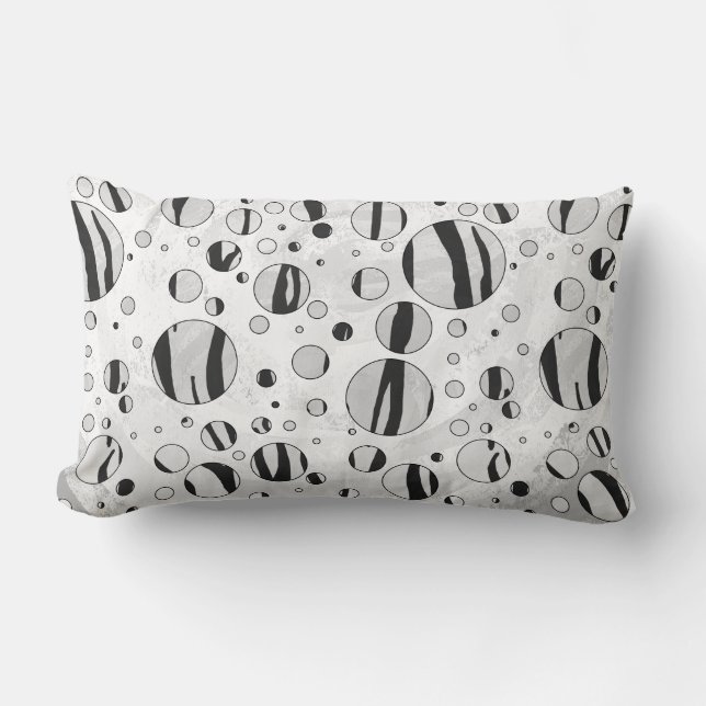 Polka Dot Tiger Black and White Print Lumbar Pillow (Front)