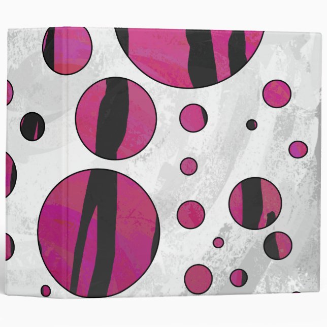 Polka Dot Tiger Hot Pink and Black Print Binder (Front/Spine)