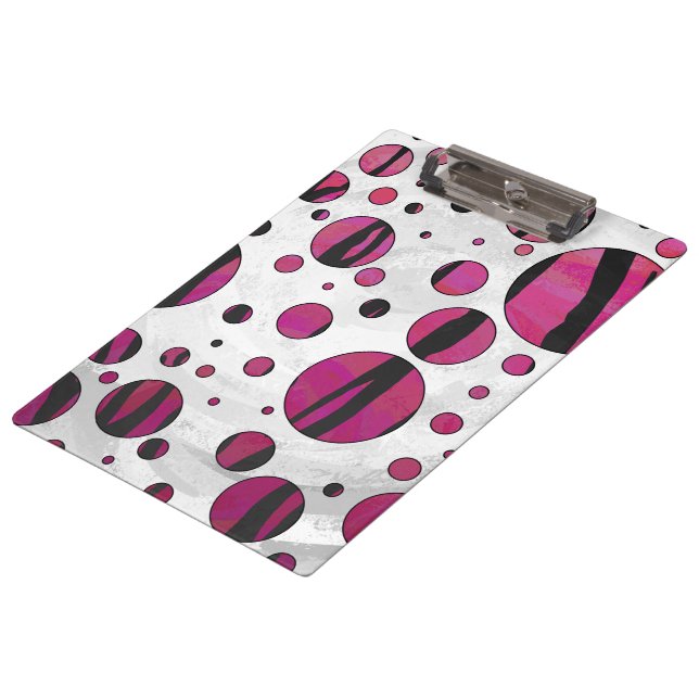Polka Dot Tiger Hot Pink and Black Print Clipboard (Angled)