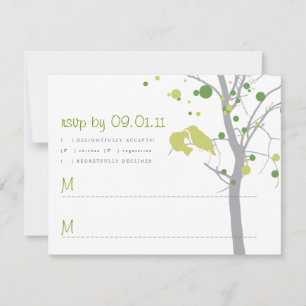 Polka Dot Tree with Love Birds RSVP Card