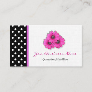 Polka Dot Trimmed Flower Business Cards