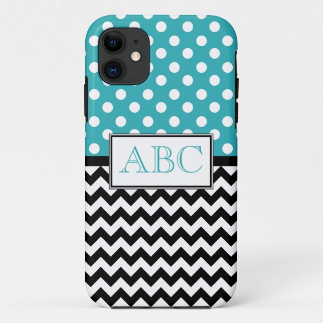 Polka Dot Turquoise & Chevron iPhone 5 Case (Back)
