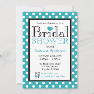 Polka Dot Turquoise Coeur nuptiale Invitation