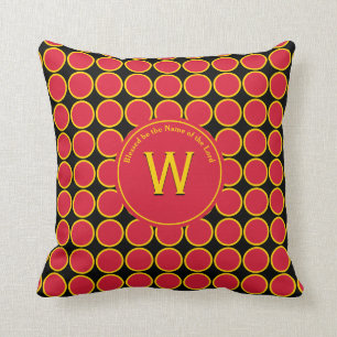 POLKA DOT Uganda Germany Belgium Colours Monogram Throw Pillow