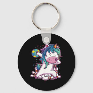 Polka Dot Unicorn Bowling Birthday Party For Girls Keychain