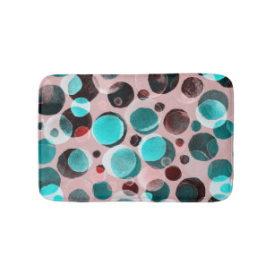 Polka dot watercolor, abstract pattern. bath mat