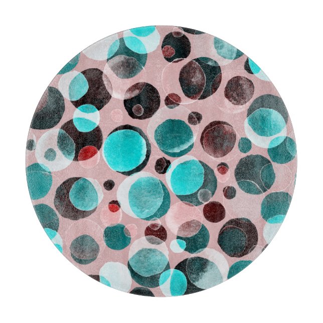 Polka dot watercolor, abstract pattern. cutting board (Front)