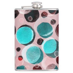 Polka dot watercolor, abstract pattern. hip flask