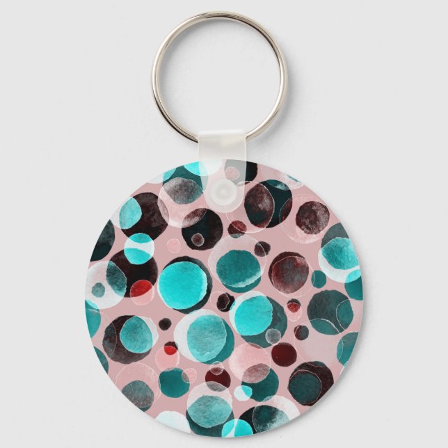 Polka dot watercolor, abstract pattern. keychain (Front)