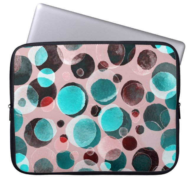 Polka dot watercolor, abstract pattern. laptop sleeve (Front)