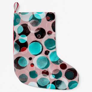 Polka dot watercolor, abstract pattern. small christmas stocking