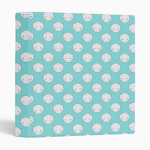 Polka Dot White Kitty Face over Teal Binder
