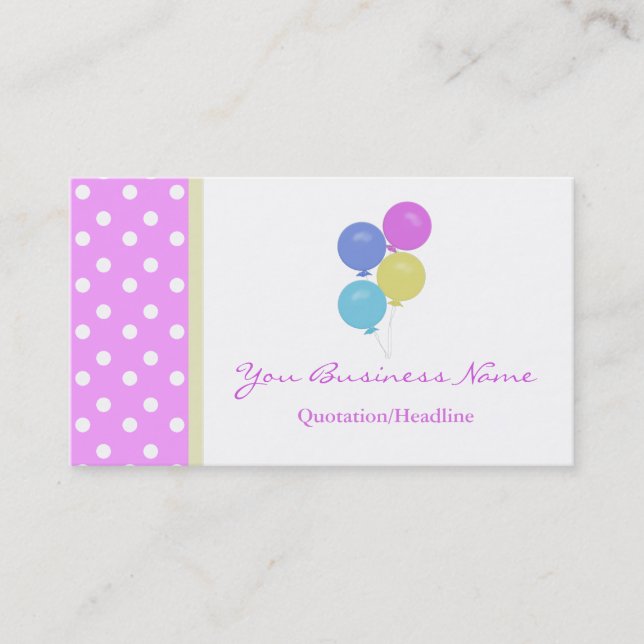Polka Dot  with  Balloons Business Card (Front)