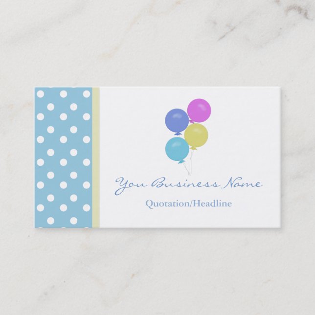 Polka Dot  with  Balloons Business Card (Front)