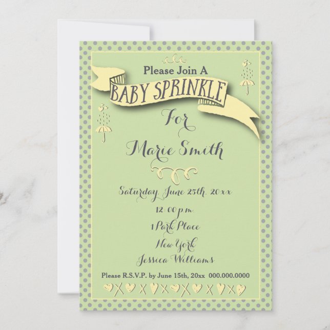 Polka Dot With Ribbon Baby Sprinkle Invitation (Front)