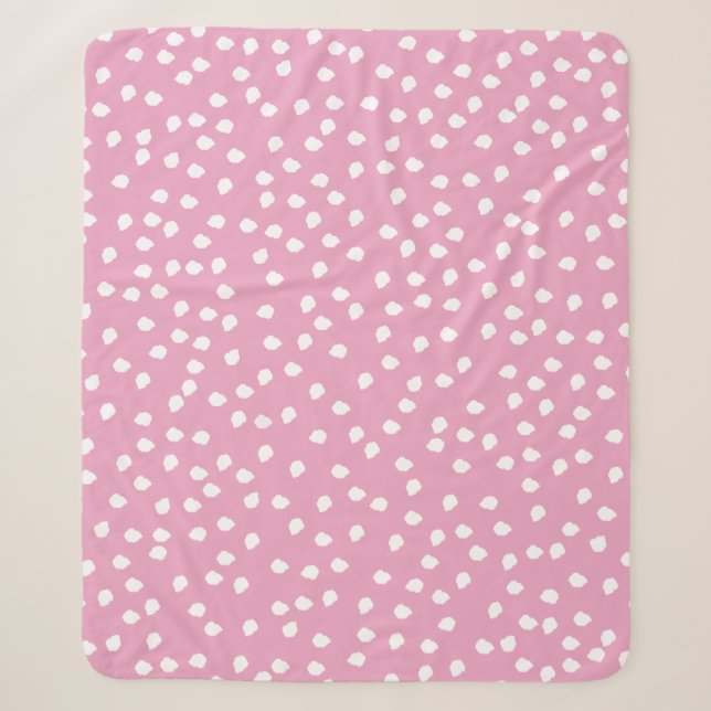 Polka Dot  Wrapping Paper Pink Sherpa Blanket (Front)