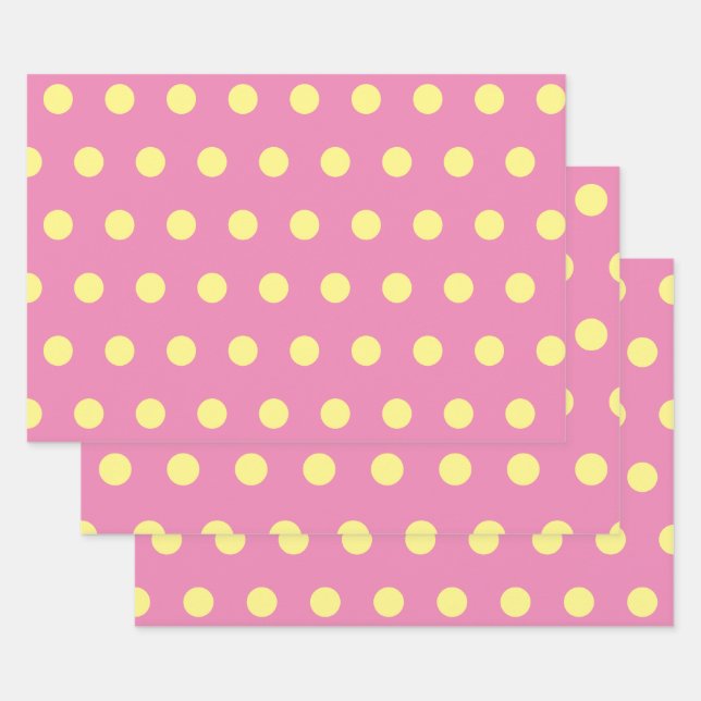 Polka Dot Wrapping Paper (Pink & Soft Yellow) (Set)