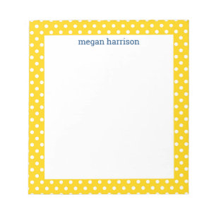 Polka Dot Yellow Personalized Notepad