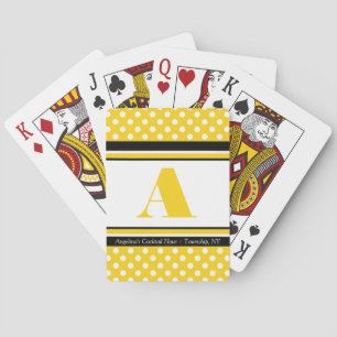 Polka Dot Yellow Personalized Playing Cards