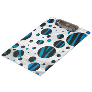 Polka Dot Zebra Black and Blue Pattern Clipboard
