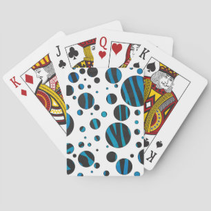 Polka Dot Zebra Black and Blue Pattern Playing Cards