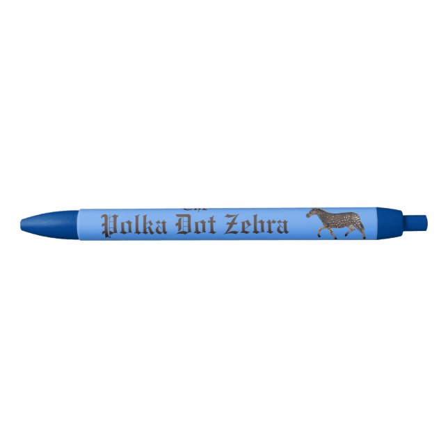 Polka Dot Zebra English Pub Black Ink Pen (Front)