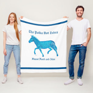 Polka Dot Zebra English Pub - Blue Fleece Blanket