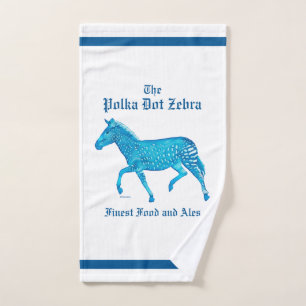 Polka Dot Zebra English Pub - Blue Hand Towel