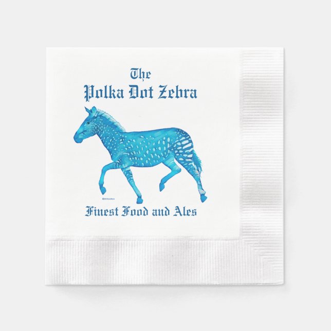 Polka Dot Zebra English Pub - Blue Napkin (Front)