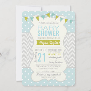 Polka Dota et Chevron - Invitation Baby shower