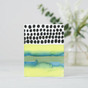 Polka Dots Abstract Watercolor Geometric Postcard