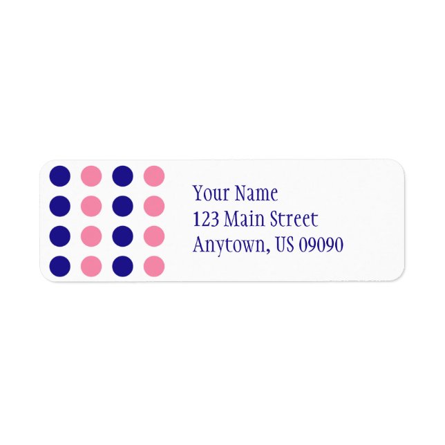 Polka Dots Address Label (Light Pink / Blue) (Front)