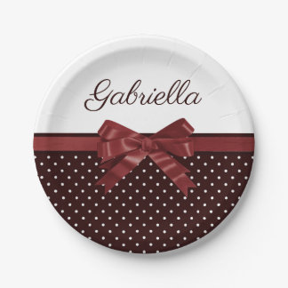 Polka Dots and Bow Paper Plate