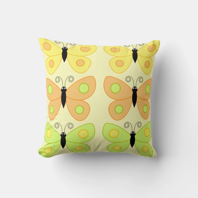 Polka Dots and Butterflies Throw Pillow (Front)