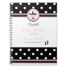 Polka Dots and Carriage Black and Pink Guest Book-