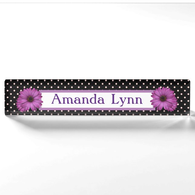 Polka Dots and Daisies Nameplate (Front)