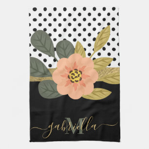 Polka Dots and Floral Kitchen Towel