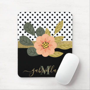 Polka Dots and Floral Mouse Pad