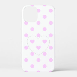 Polka Dots and Hearts 4 - White - cute girly iPhone 12 Mini Case