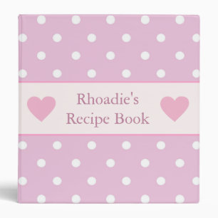 Polka Dots and Hearts Recipe Cook book Binder