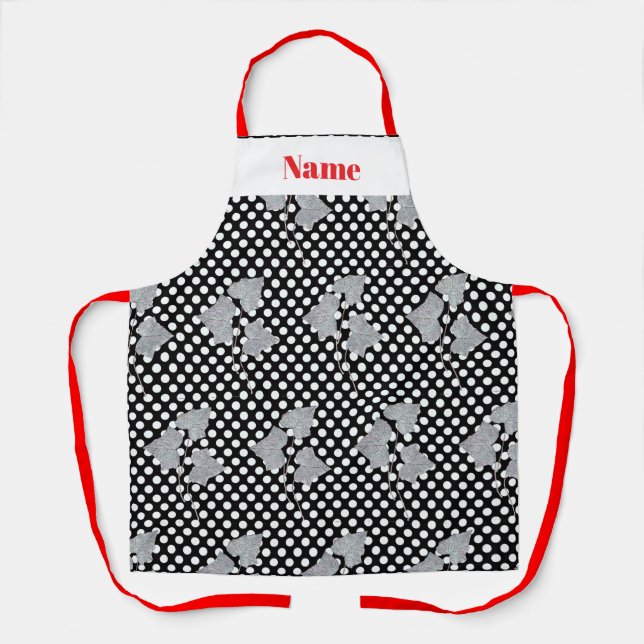 Polka Dots And Leaves Apron (Front)