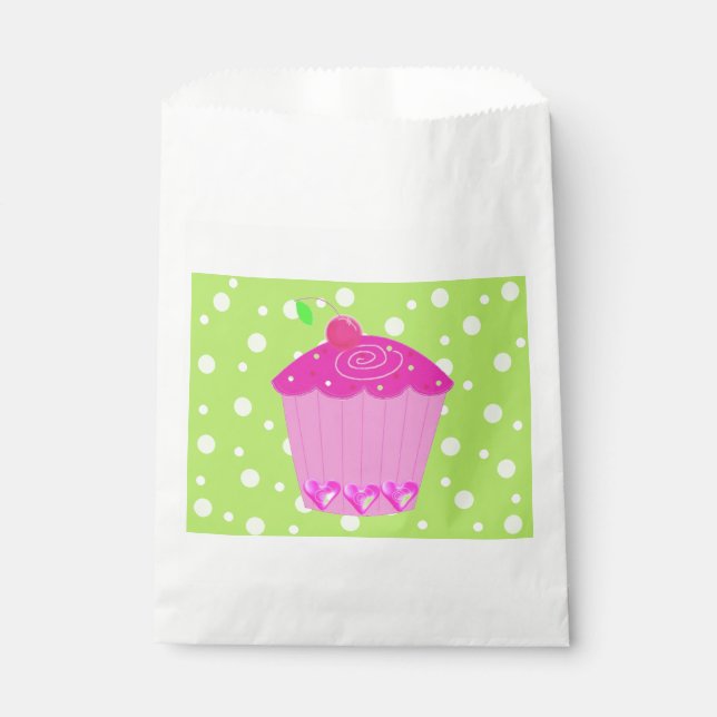 Polka Dots and Pink Cupcake Favour Bag (Front)
