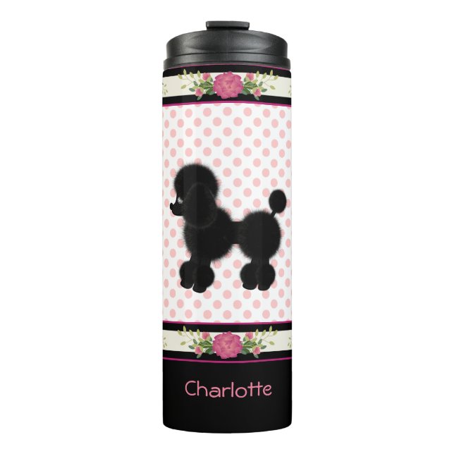 Polka Dots and Poodle Pretty Thermal Tumbler (Front)
