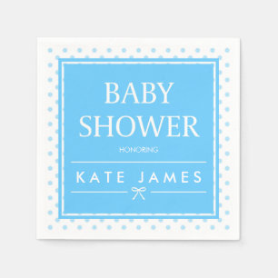 Polka Dots and Ribbon Blue Baby Shower Napkin